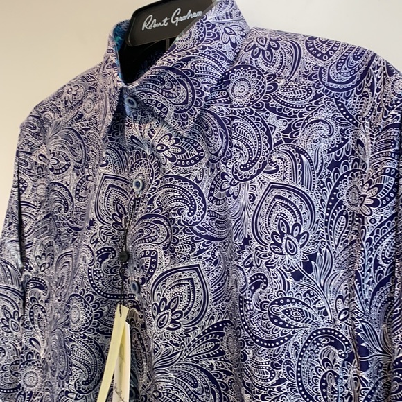 NEW Robert Graham Navy Paisley Shirt - Picture 2 of 8